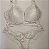 Lingerie conjunto de sutiã e calcinha renda bege com bojo sem aro - Imagem 1