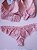 Lingerie conjunto de sutiã e calcinha renda rosa romance com bojo sem aro - Imagem 4
