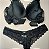 Lingerie conjunto de sutiã e calcinha renda preto com bojo sem aro - Imagem 3