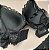 Lingerie conjunto de sutiã e calcinha renda preto com bojo sem aro - Imagem 4