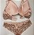 Lingerie conjunto de sutiã e calcinha renda rosê com detalhes em marrom com bojo sem aro - Imagem 2