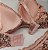 Lingerie conjunto de sutiã e calcinha renda rosê com detalhes em marrom com bojo sem aro - Imagem 3