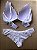 Lingerie conjunto de sutiã e calcinha renda branca com bojo sem aro - Imagem 3
