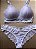 Lingerie conjunto de sutiã e calcinha renda branca com bojo sem aro - Imagem 2