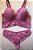 Lingerie conjunto de sutiã e calcinha renda rosa antigo com bojo e aro - Imagem 2