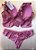 Lingerie conjunto de sutiã e calcinha renda rosa antigo com bojo e aro - Imagem 3