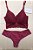 Lingerie conjunto de sutiã e calcinha renda vinho com bojo sem aro - Imagem 1