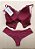 Lingerie conjunto de sutiã e calcinha renda vinho com bojo sem aro - Imagem 3