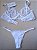 Lingerie conjunto de sutiã e calcinha renda branca sem bojo com aro - Imagem 3