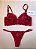 Lingerie conjunto de sutiã e calcinha renda vermelha sem bojo com aro - Imagem 2
