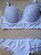Lingerie conjunto de sutiã e calcinha renda branca com bojo e aro - Imagem 2