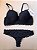 Lingerie conjunto de sutiã e calcinha renda preta com bojo e aro - Imagem 2