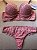 Lingerie conjunto de sutiã e calcinha renda rosa romance com bojo e aro - Imagem 2