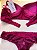 Lingerie conjunto de sutiã e calcinha renda vinho com bojo e aro - Imagem 4