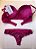 Lingerie conjunto de sutiã e calcinha renda vinho com bojo e aro - Imagem 3