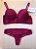 Lingerie conjunto de sutiã e calcinha renda vinho com bojo e aro - Imagem 2
