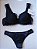 Lingerie conjunto de sutiã e calcinha renda preta com bojo e aro - Imagem 1