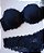 Lingerie conjunto de sutiã e calcinha meia taça renda preta com bojo e aro - Imagem 1