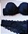 Lingerie conjunto de sutiã e calcinha meia taça renda preta com bojo e aro - Imagem 2