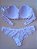Lingerie conjunto de sutiã e calcinha meia taça renda branca com bojo e aro - Imagem 4