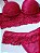 Lingerie conjunto de sutiã e calcinha renda vermelha com bojo e aro - Imagem 1