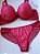 Lingerie conjunto de sutiã e calcinha renda vermelha com bojo e aro - Imagem 3