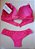 Lingerie conjunto de sutiã e calcinha tanga com renda rosa - Imagem 3