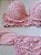 Lingerie conjunto de sutiã e calcinha rosa com bege com bojo e aro - Imagem 2