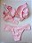 Lingerie conjunto de sutiã e calcinha rosa com bege com bojo e aro - Imagem 3