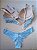 Lingerie conjunto de sutiã e calcinha renda azul claro com bojo e aro - Imagem 4