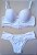 Lingerie conjunto de sutiã e calcinha tanga com renda branca - Imagem 1