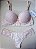 Lingerie conjunto de sutiã e calcinha renda bege com bojo e aro - Imagem 3