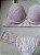 Lingerie conjunto de sutiã e calcinha renda bege com bojo e aro - Imagem 1