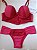 Lingerie conjunto de sutiã e calcinha tanga com renda vermelha - Imagem 2