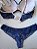 Lingerie conjunto de sutiã e calcinha renda azul e bege com bojo e aro - Imagem 4