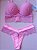 Lingerie conjunto de sutiã e calcinha renda rosa com bojo e aro - Imagem 2