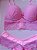 Lingerie conjunto de sutiã e calcinha renda rosa com bojo e aro - Imagem 1