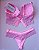 Lingerie conjunto de sutiã e calcinha renda rosa com bojo e aro - Imagem 4