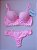Lingerie conjunto de sutiã e calcinha renda rosa com bojo e aro - Imagem 3