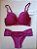 Lingerie conjunto de sutiã e calcinha renda vinho com bojo e aro - Imagem 3