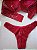 Lingerie conjunto de sutiã e calcinha renda vermelha com bojo e aro - Imagem 5