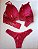 Lingerie conjunto de sutiã e calcinha renda vermelha com bojo e aro - Imagem 4