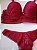 Lingerie conjunto de sutiã e calcinha renda vermelha com bojo e aro - Imagem 1