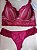 Lingerie conjunto de sutiã e calcinha plus size renda vinho e bege com bojo e aro - Imagem 2