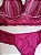 Lingerie conjunto de sutiã e calcinha plus size renda vinho e bege com bojo e aro - Imagem 1
