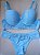 Lingerie conjunto de sutiã e calcinha plus size azul com bojo e aro - Imagem 1
