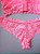 Lingerie conjunto de sutiã e calcinha renda rosa claro neon com bojo sem aro - Imagem 4