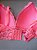 Lingerie conjunto de sutiã e calcinha renda rosa claro neon com bojo sem aro - Imagem 5