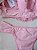 Lingerie conjunto de sutiã e calcinha tanga com renda rosa romance - Imagem 4