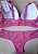 Lingerie conjunto de sutiã e calcinha plus size renda rosa antigo com bojo e aro - Imagem 4